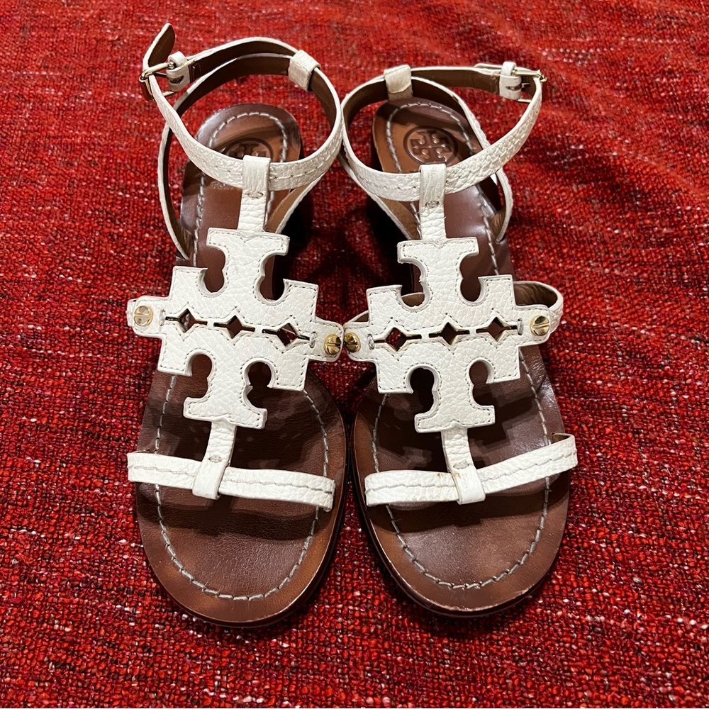 Tory Burch Sandals size 7 small heel white